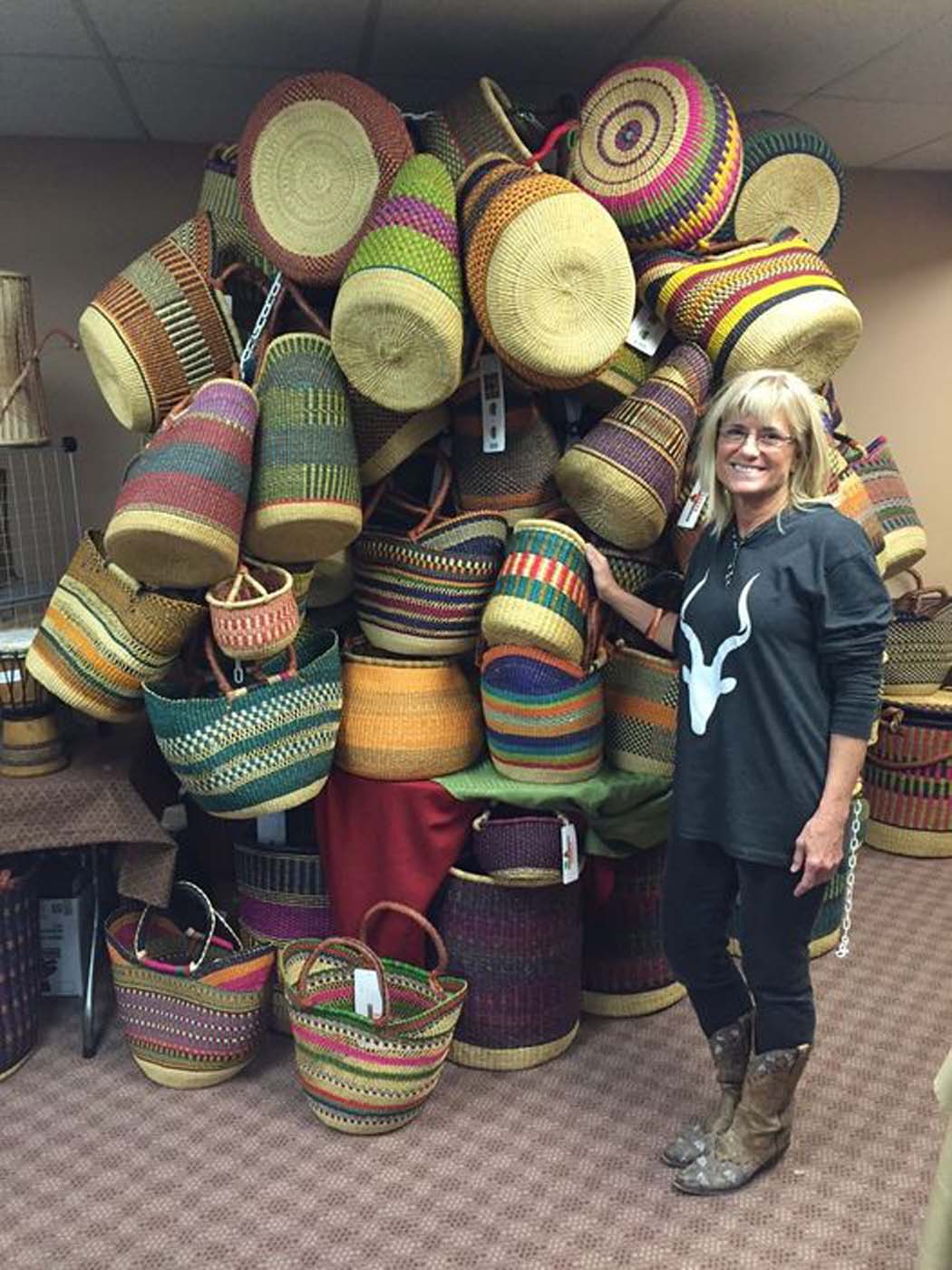 A truly impressive display of baskets of all sizes and styles