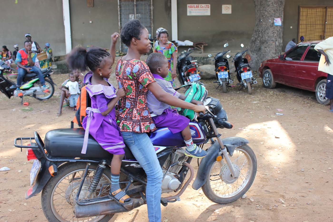 Often a whole family will jump aboard a motorbike